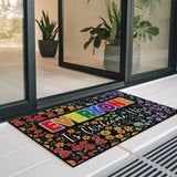Rainbow Wildflower Doormat – Everyone Is Welcome Here Mat