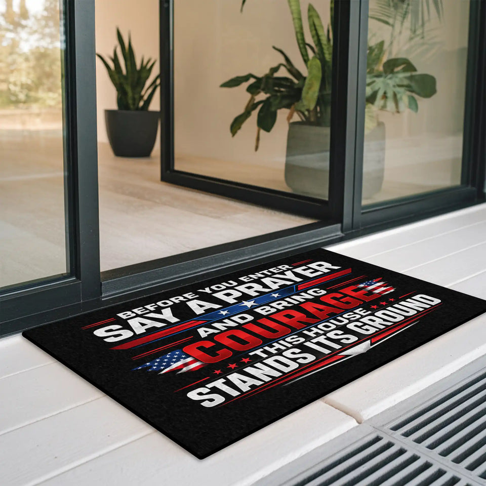 Patriotic Prayer Doormat – American Flag Welcome Mat