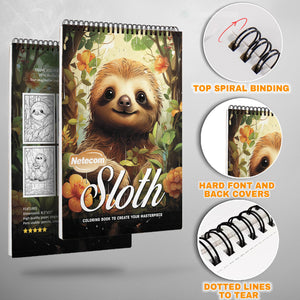 Sloth Spiral Bound Coloring Book, Adorable Sloths for a Relaxing and Cute Artistic Experience, Ideal for Animal Lovers and Those Seeking Calm