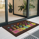 Retro Hand Gesture Doormat – Colorful Floral Welcome Mat