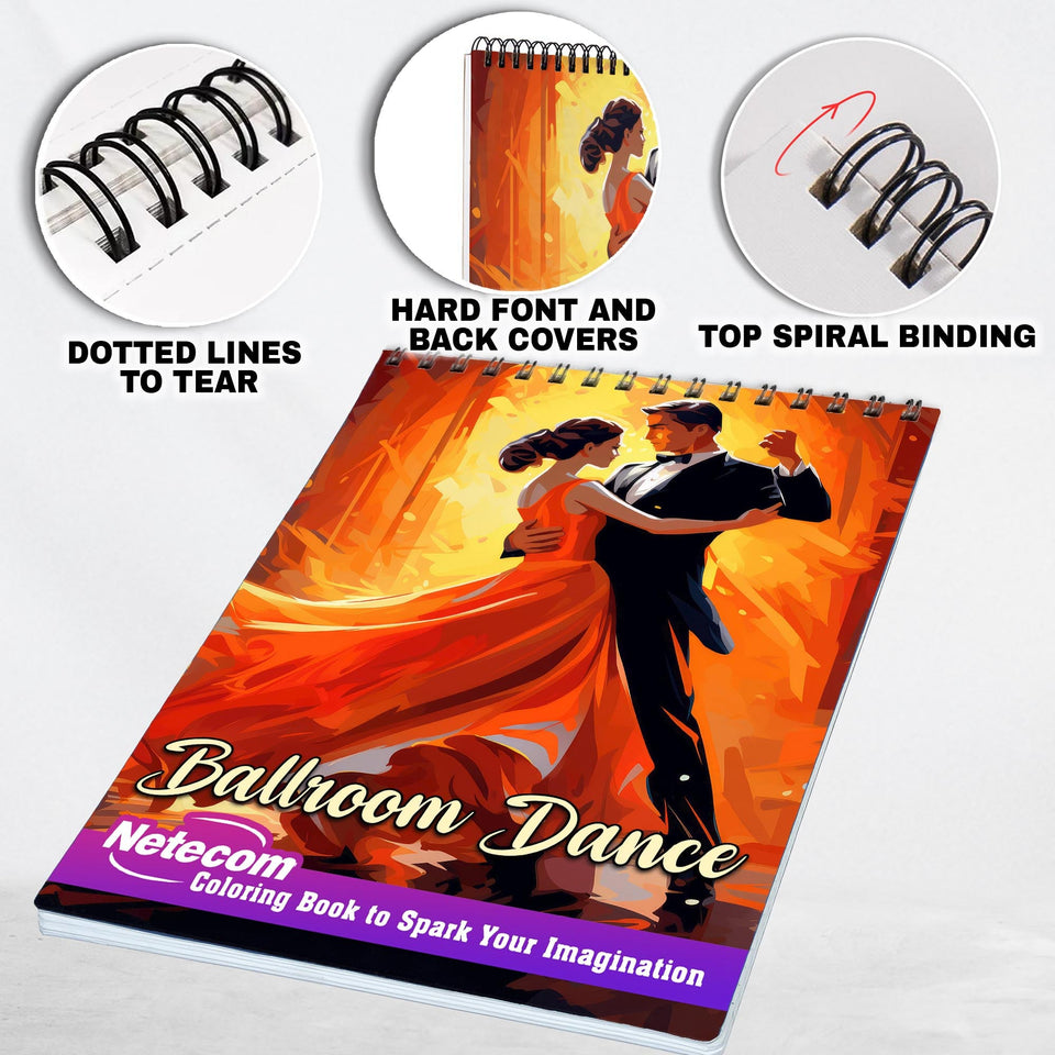 Ballroom Dance Spiral Bound Coloring Book: Dance to the Melody with 30 Captivating Coloring Pages of Graceful Ballroom Moves