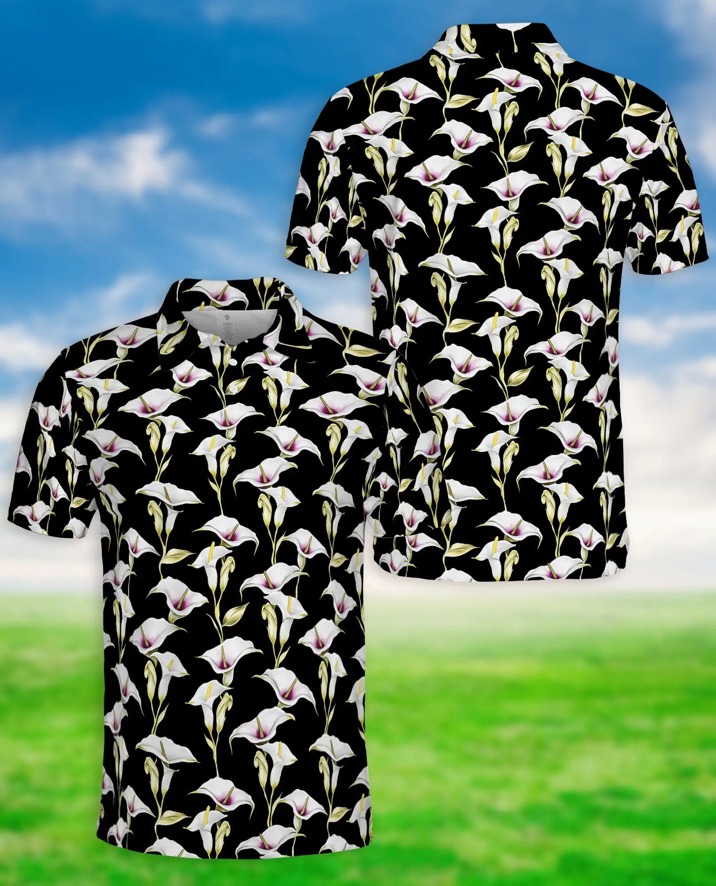 Calla Lily Floral Pattern Polo Shirt | Azhobbyshop