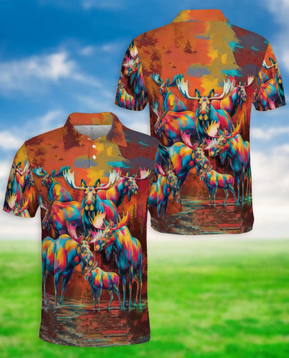 Colorful Moose Wildlife Polo Shirt | Azhobbyshop