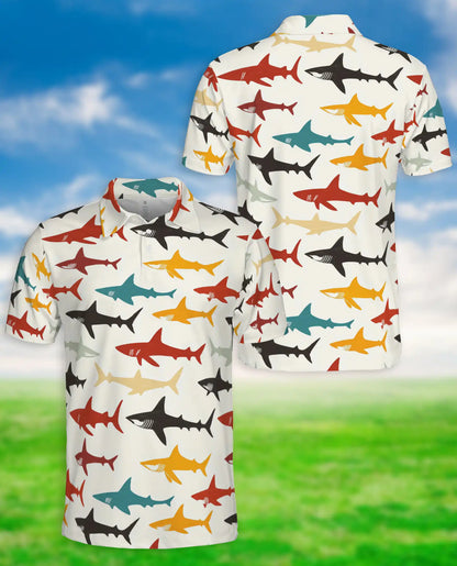 Colorful Shark Pattern Polo Shirt for Shark Lovers | Azhobbyshop