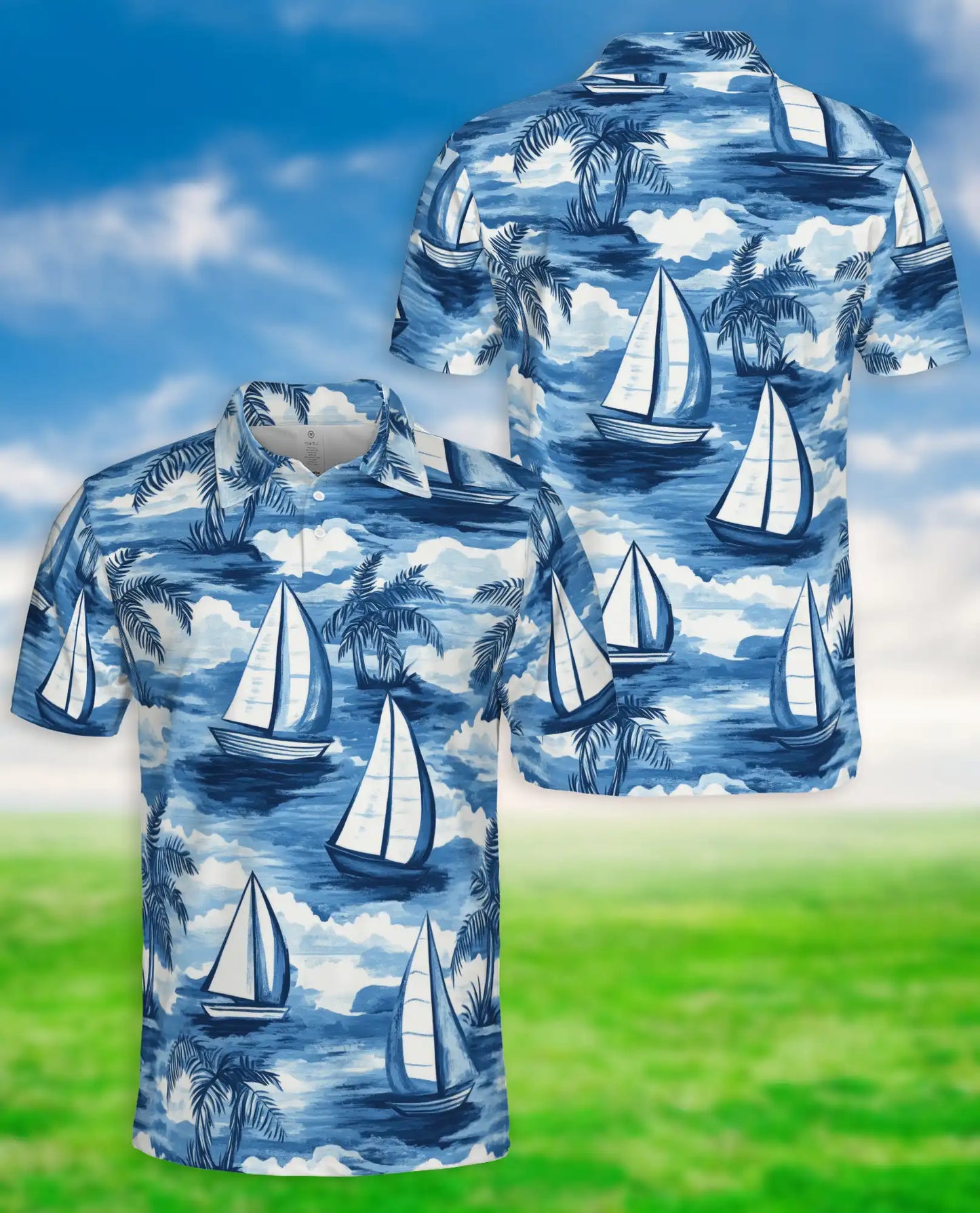 Sailboat Hawaiian Polo Shirt – Nautical Ocean Sailing Shirt | Azhobbyshop