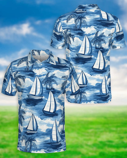 Sailboat Hawaiian Polo Shirt – Nautical Ocean Sailing Shirt | Azhobbyshop
