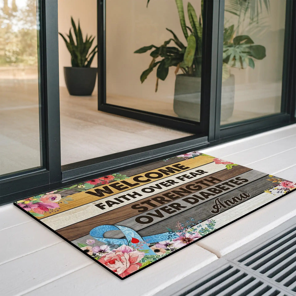 Personalized Diabetes Awareness Doormat – Custom Name Mat