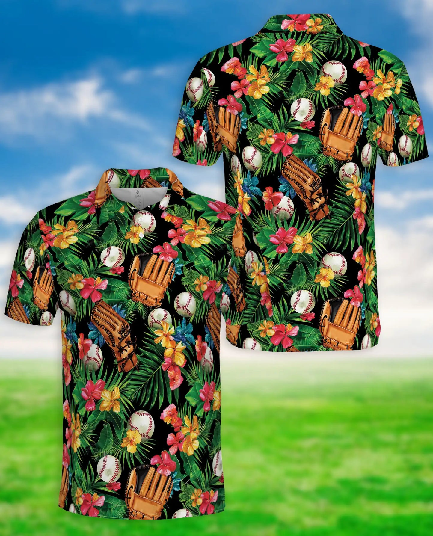 Baseball Tropical Floral Polo Shirt | Azhobbyshop