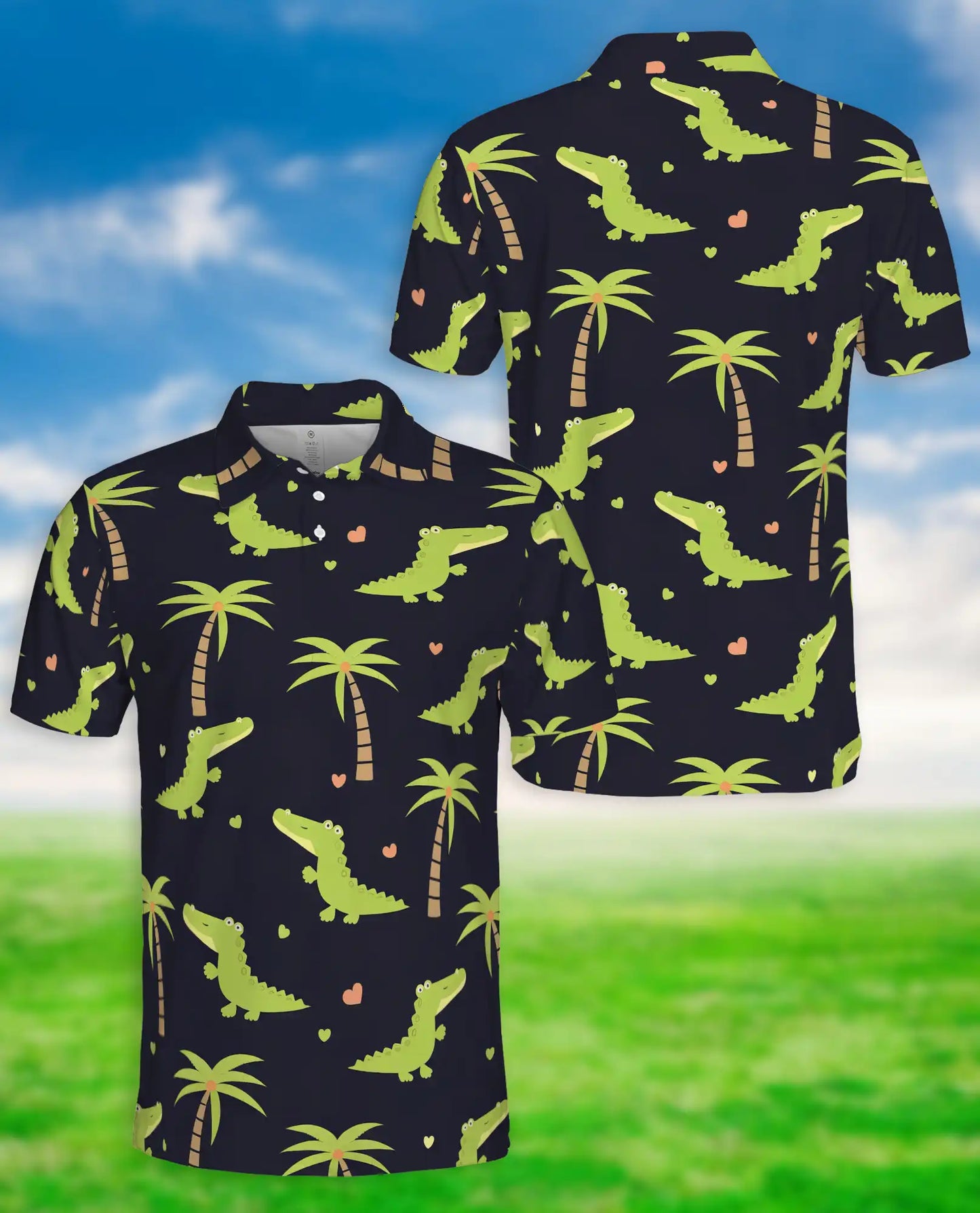 Cute Alligator Polo Shirt – Tropical Palm Tree Fun Style | Azhobbyshop