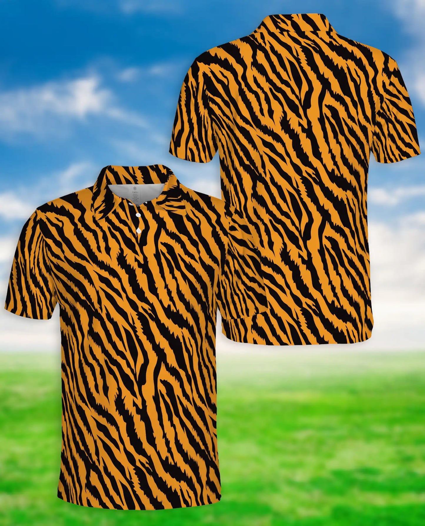 Tiger Skin Polo Shirt – Bold Animal Print Orange Black | Azhobbyshop