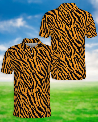 Tiger Skin Polo Shirt – Bold Animal Print Orange Black | Azhobbyshop