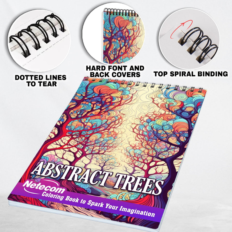 Abstract Trees Spiral Bound Coloring Book, Capture the Essence of Abstract Artistry with 30 Striking Coloring Pages for Coloring Aficionados to Bring Out the Creativity, Emotion, and Individuality of Abstract Trees