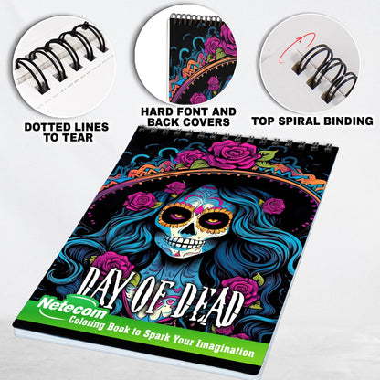Day Of Dead Spiral Bound Coloring Book, Celebrate the Joyful Remembrance with 30 Mesmerizing Sugar Skulls Coloring Pages for Day of the Dead Art Fans to Explore the Intricate Patterns and Symbolism of Sugar Skulls
