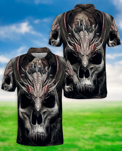 Dragon Skull Polo Shirt – Dark Fantasy Gothic Dragon Design | Azhobbyshop