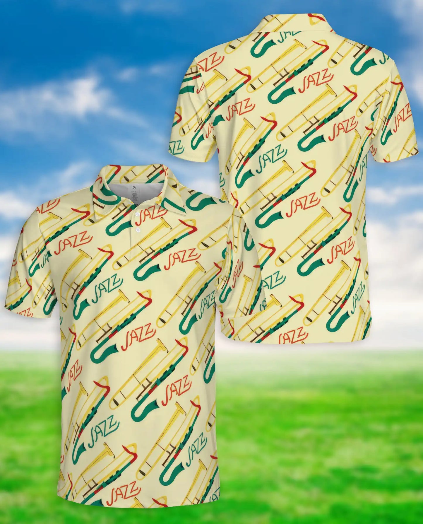 Jazz Trombone Pattern Polo Shirt | Azhobbyshop