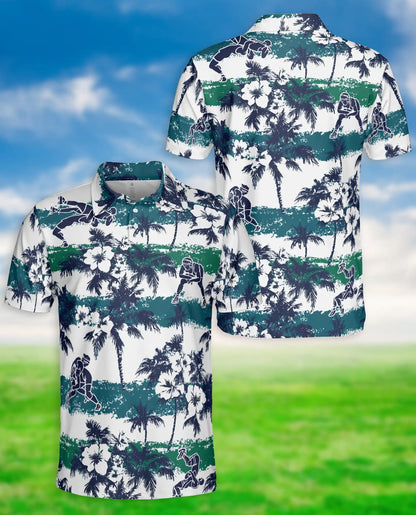 Wrestling Hawaiian 3D Polo Shirt for Men – Blue Green Tropical Beach Style | Azhobbyshop
