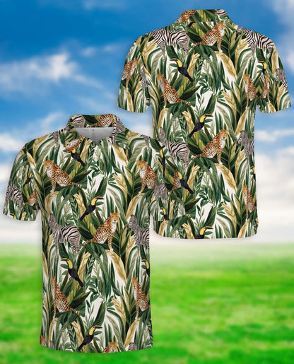 Safari Animal Tropical Hawaiian Polo Shirt | Azhobbyshop