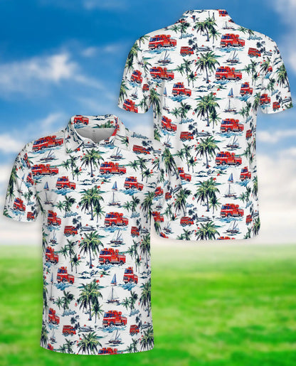 Fire Truck Friend Tropical Beach Polo Shirt | Azhobbyshop