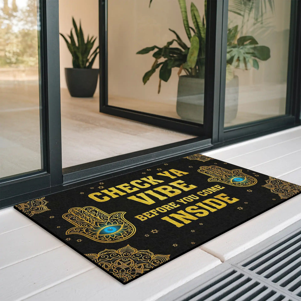 Spiritual Hamsa Doormat – Evil Eye Good Vibes Welcome Mat