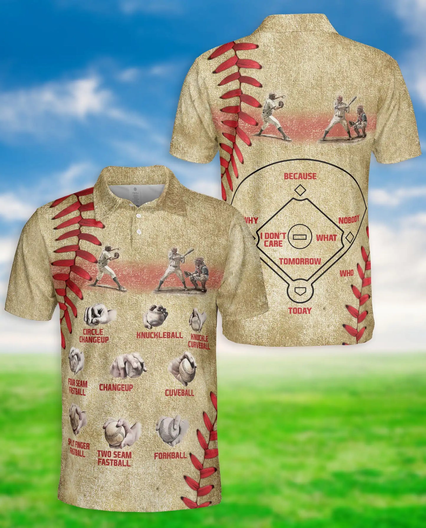 Baseball Pitching 3D Polo Shirt for Men – Pitch Types Coach Player Style | Azhobbyshop