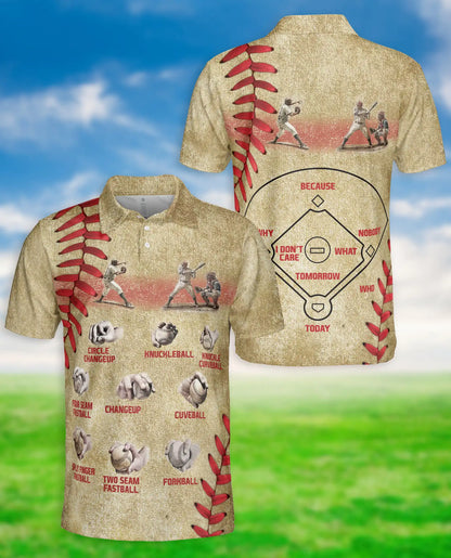 Baseball Pitching 3D Polo Shirt for Men – Pitch Types Coach Player Style | Azhobbyshop