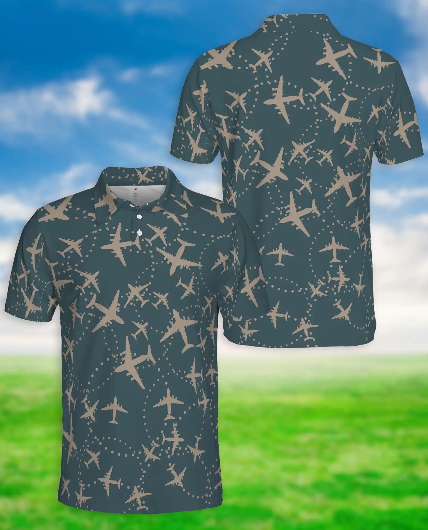Airplane Hawaiian Polo Shirt – Aviation Travel Pilot Pattern Shirt | Azhobbyshop