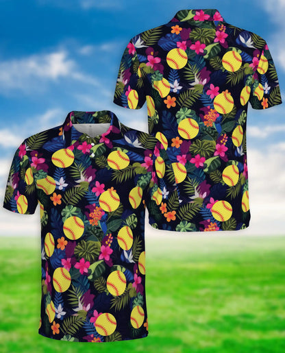 Softball Polo Shirt – Tropical Hibiscus Floral Sports Style | Azhobbyshop