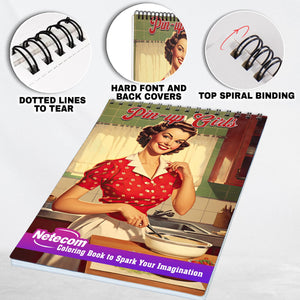 Pin-Up Girls Spiral Bound Coloring Book, Dive into 30 Alluring Coloring Pages, Capturing the Seductive Charms and Mysterious Aura of Pin-Up Girls