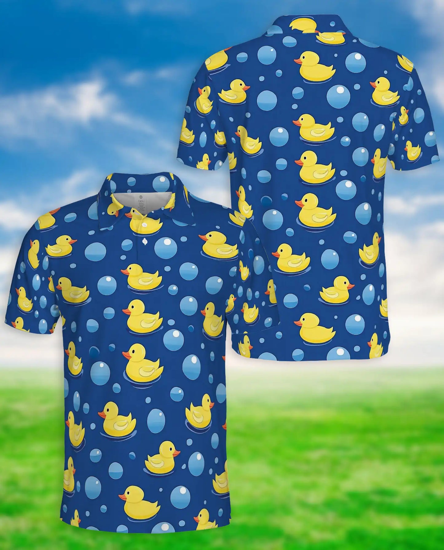 Rubber Duck Bubble 3D Polo Shirt for Men – Funny Cute Bath Style | Azhobbyshop