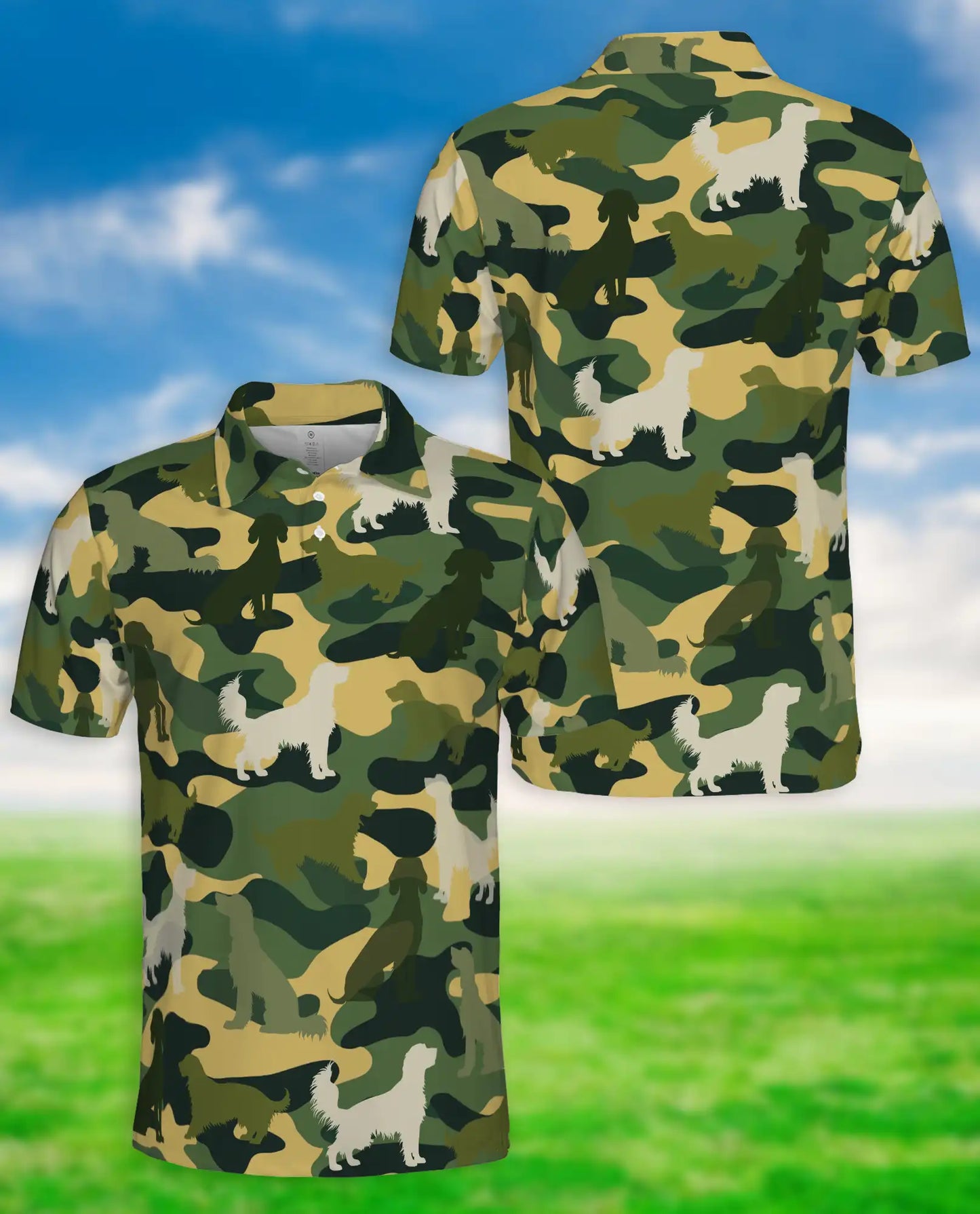 English Setter Dog Polo Shirt- Camouflage Hunting Dog Print Shirt | Azhobbyshop