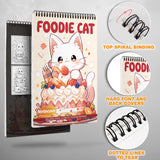 Foodie Cat Spiral Bound Coloring Book, Whimsical Foodie Cats for Culinary and Feline Fun, Ideal for Cat Lovers and Gourmet Enthusiasts Seeking Creative Joy