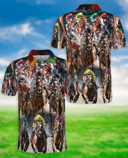 Horse Racing 3D Polo Shirt for Men – Jockey Derby Sport Style | Azhobbyshop