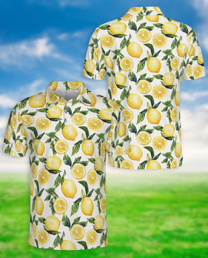 Lemon Fresh 3D Polo Shirt for Men – Citrus Fruit Summer Print | Azhobbyshop
