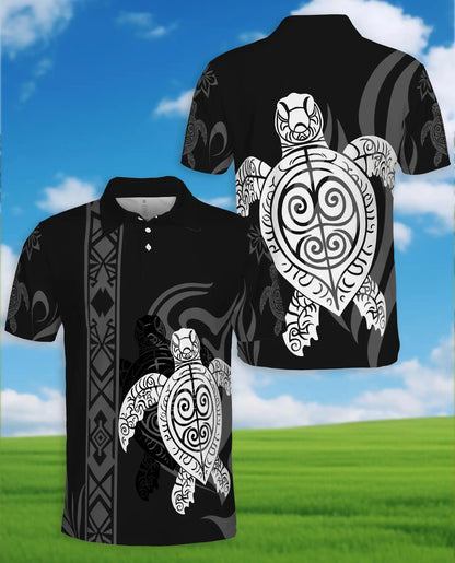 Polynesian Turtle Polo Shirt – Tribal Sea Turtle Hawaiian Style | Azhobbyshop