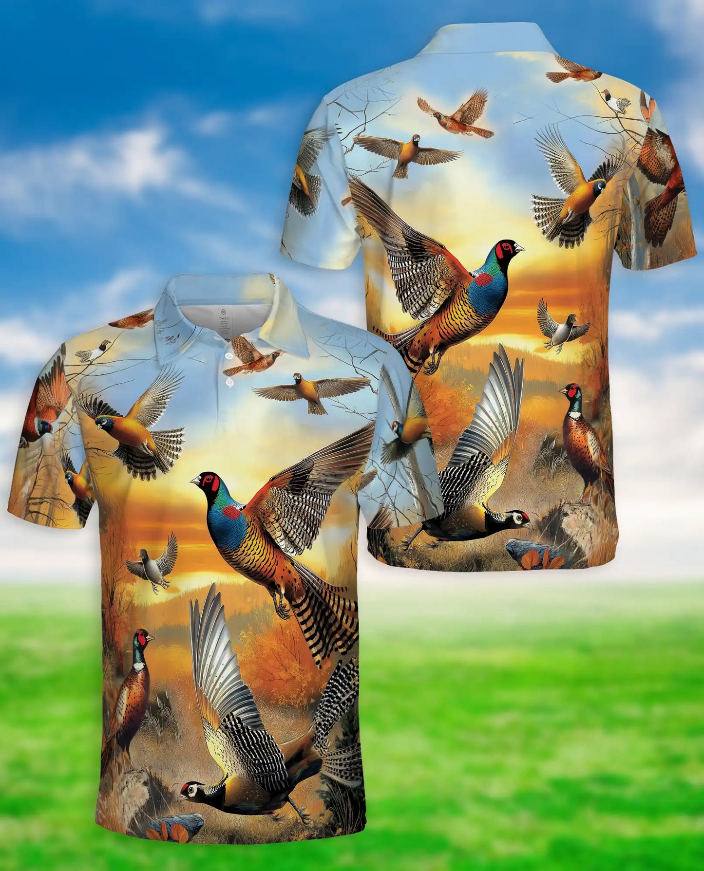 Pheasant Hunting 3D Polo Shirt for Men – Wildlife Bird Outdoor Style | Azhobbyshop