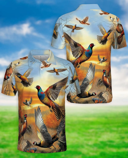 Pheasant Hunting 3D Polo Shirt for Men – Wildlife Bird Outdoor Style | Azhobbyshop