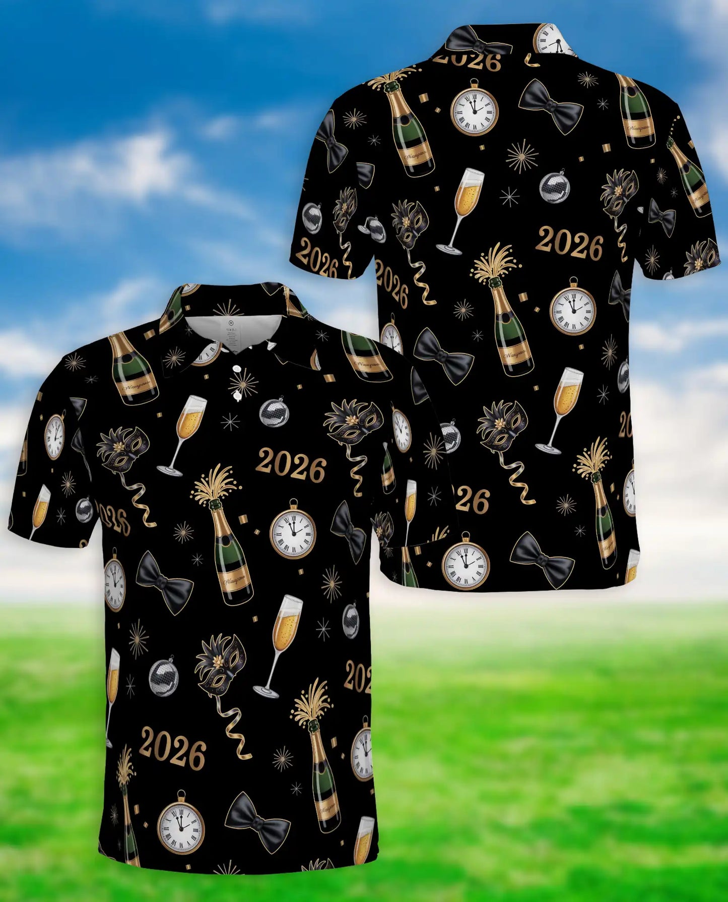 New Year 2026 Polo Shirt Champagne Party Celebration | Azhobbyshop