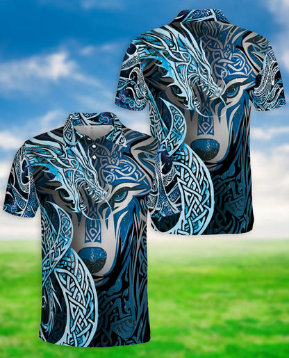 Wolf Tribal Polo Shirt- Celtic Wolf Viking Style | Azhobbyshop
