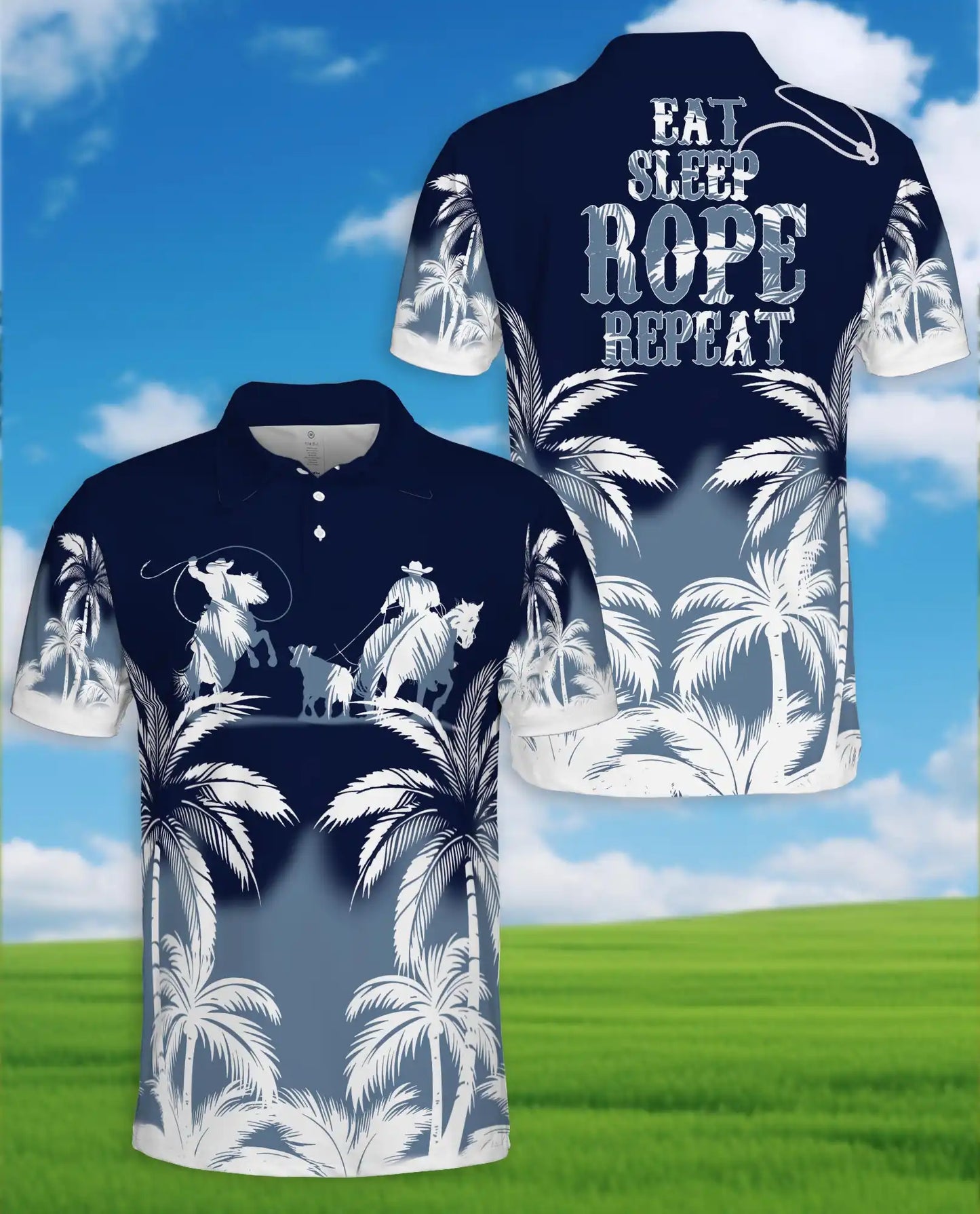 Cowboy Western 3D Polo Shirt for Men – Ranch Rodeo Tropical Style | Azhobbyshop