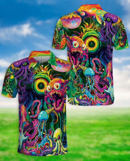 Hippie Octopus Hawaiian Polo Shirt – Psychedelic Trippy Festival Shirt | Azhobbyshop