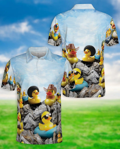 Funny Rubber Duck Polo Shirt – Cute Duck Mountain Scene | Azhobbyshop