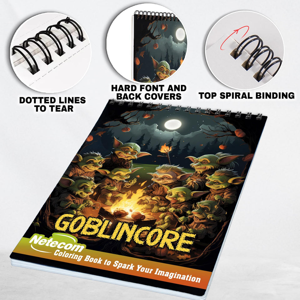 Goblin Spiral Bound Coloring Book, Dive into 30 Whimsical Goblin Coloring Pages for Fantasy Enthusiasts.