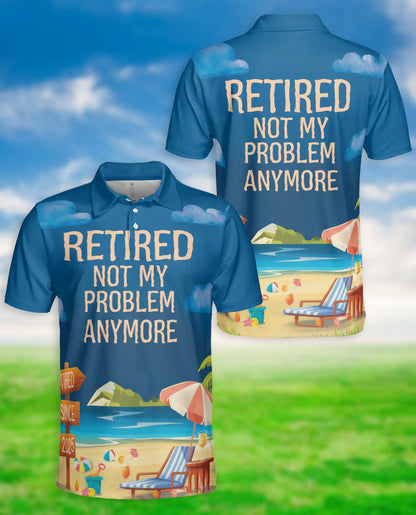 Retired 3D Polo Shirt for Men – Funny Retirement Beach Vacation Gift | Azhobbyshop