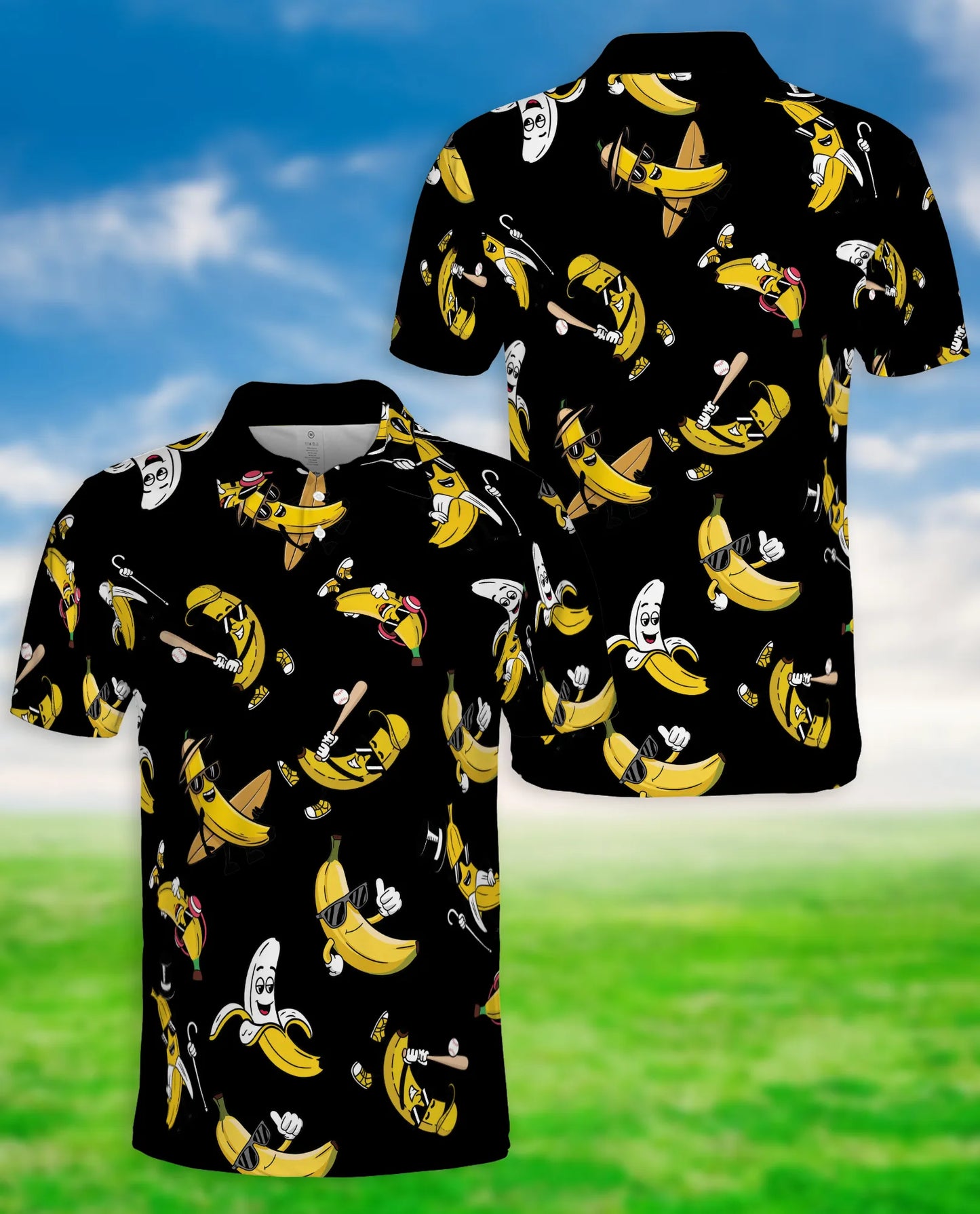 Funny Banana 3D Polo Shirt for Men – Cool Fruit Cartoon Style | Azhobbyshop