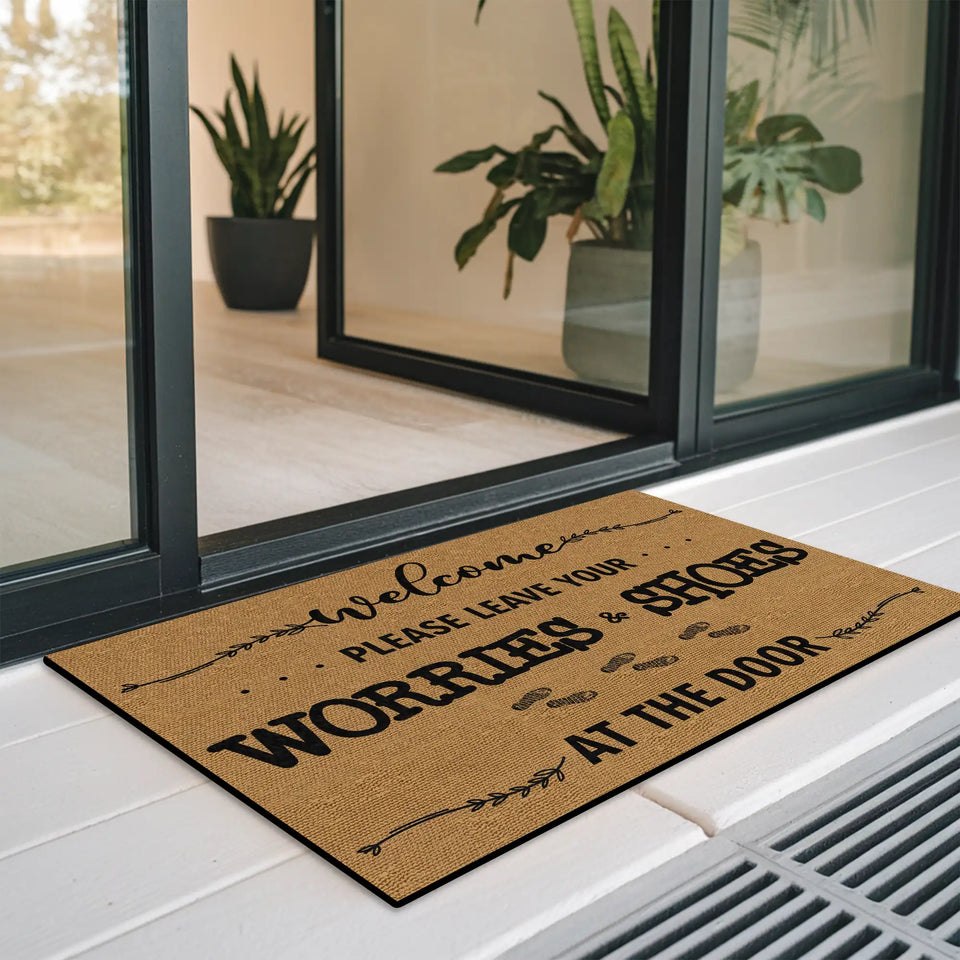 Funny Shoes Off Doormat – Leave Your Worries Welcome Mat