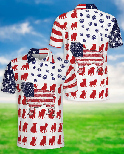 Pug American Flag Patriotic Polo Shirt | Azhobbyshop