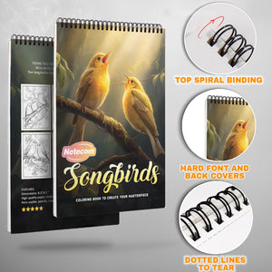 Songbirds Spiral Bound Coloring Book, Charming Songbird Illustrations for a Peaceful Coloring Experience, Ideal for Bird Lovers and Nature Enthusiasts