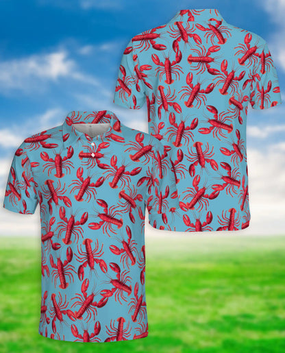 Lobster Polo Shirt- Funny Seafood Print Beach Summer Shirt | Azhobbyshop