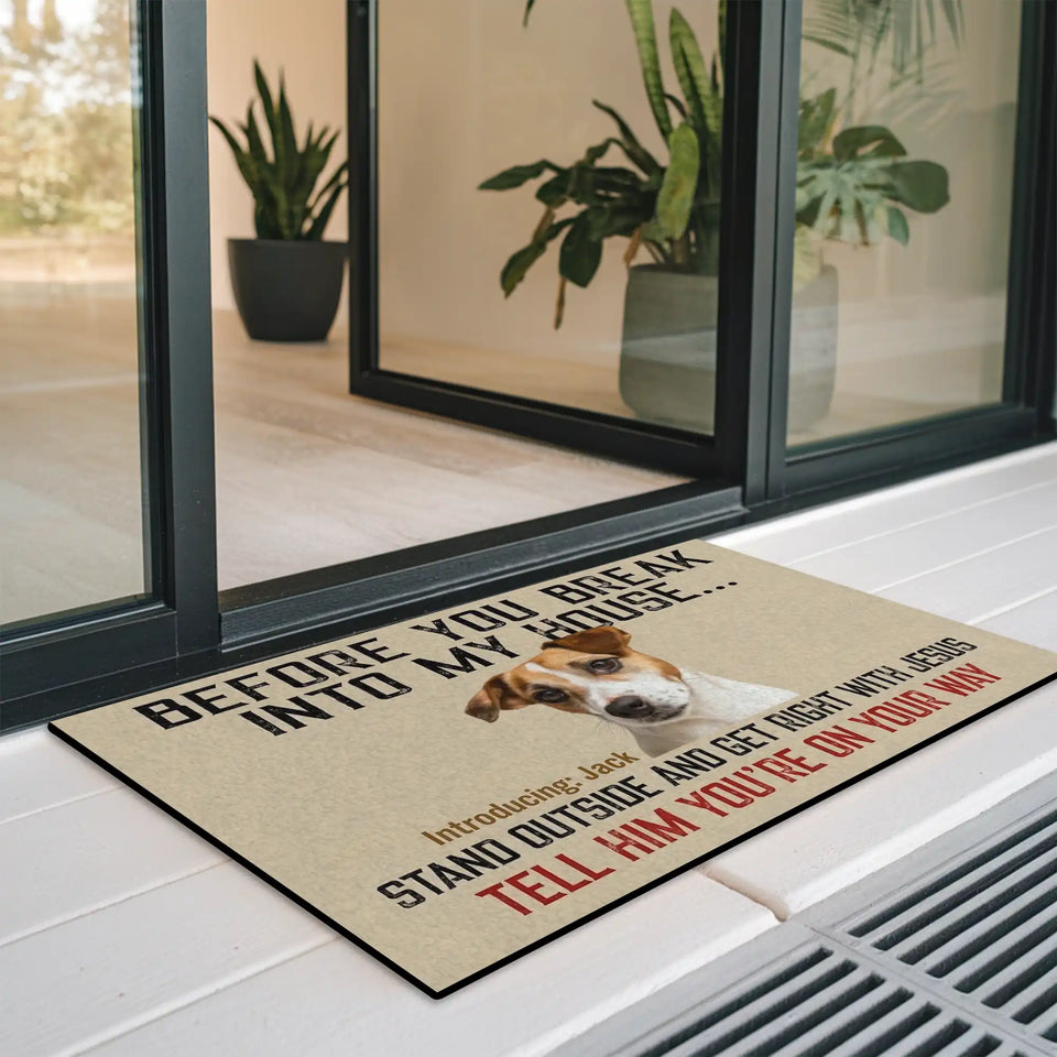 Personalized Funny Dog Doormat – Custom Photo & Pet Name Mat