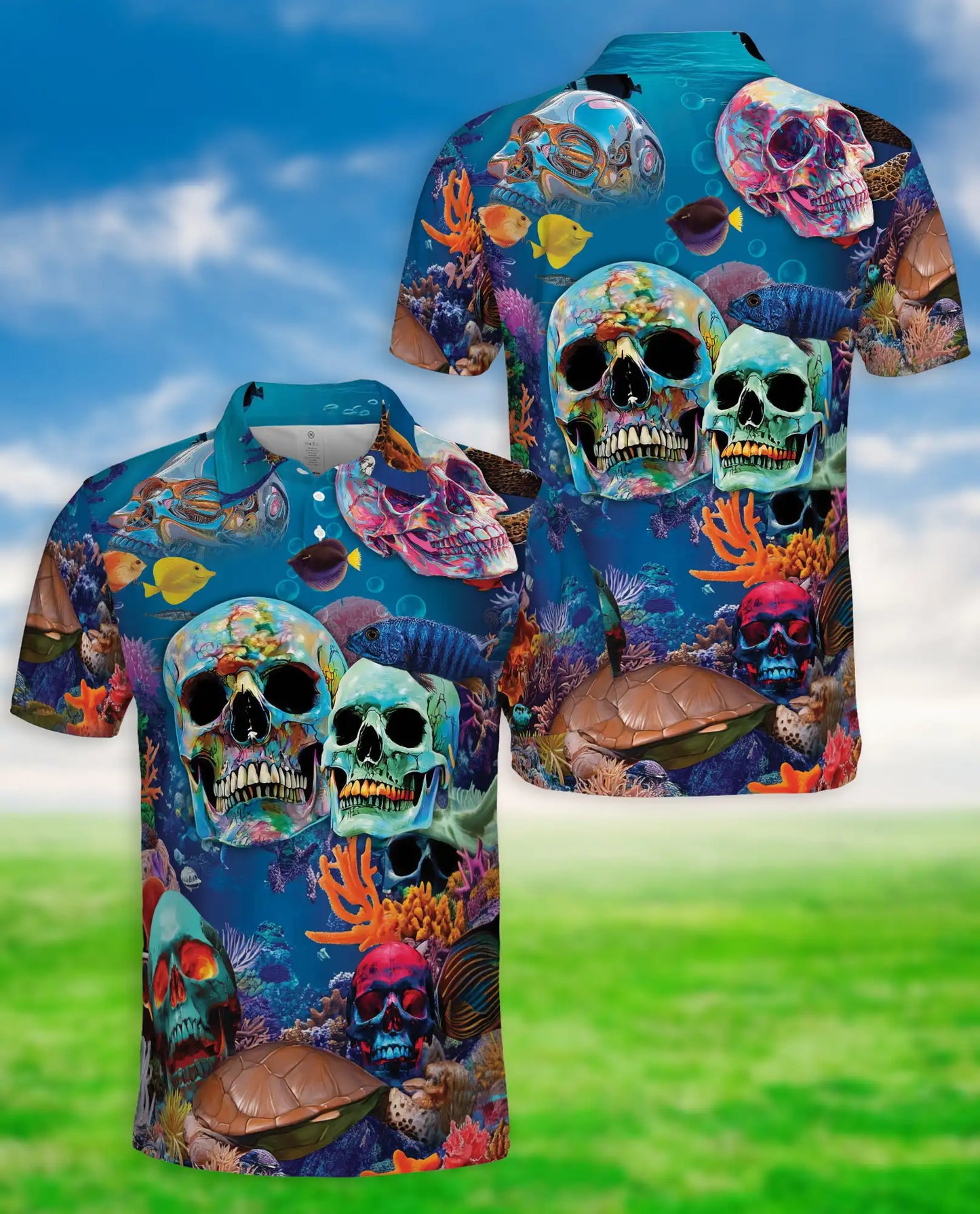 Ocean Skull Underwater Polo Shirt | Azhobbyshop